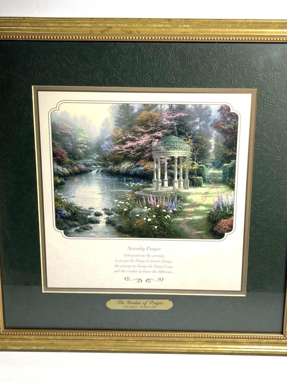 Thomas Kinkade The Garden of Prayer Framed with Serenity Prayer, COA, Sz 14"x14"